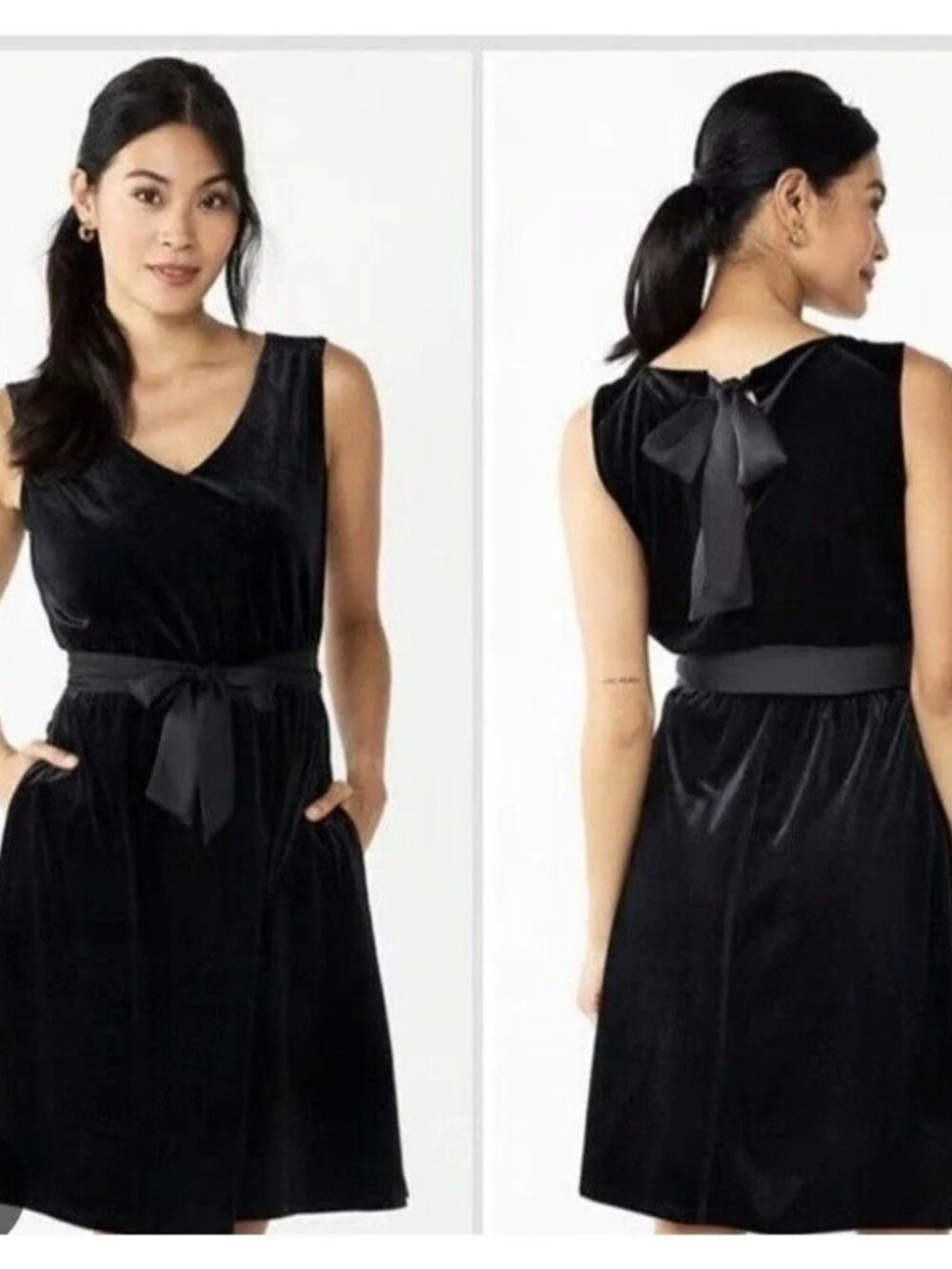 NWT Draper James RSVP Velvet Bow Back Dress Black Size S